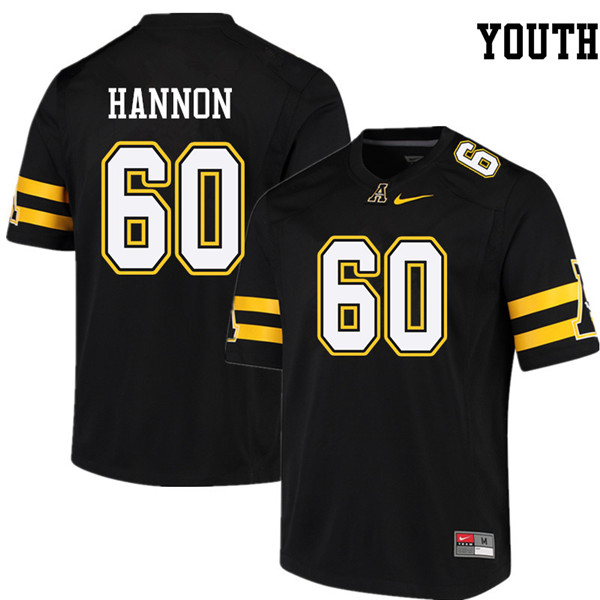 Youth #60 Noah Hannon Appalachian State Mountaineers College Football Jerseys Sale-Black